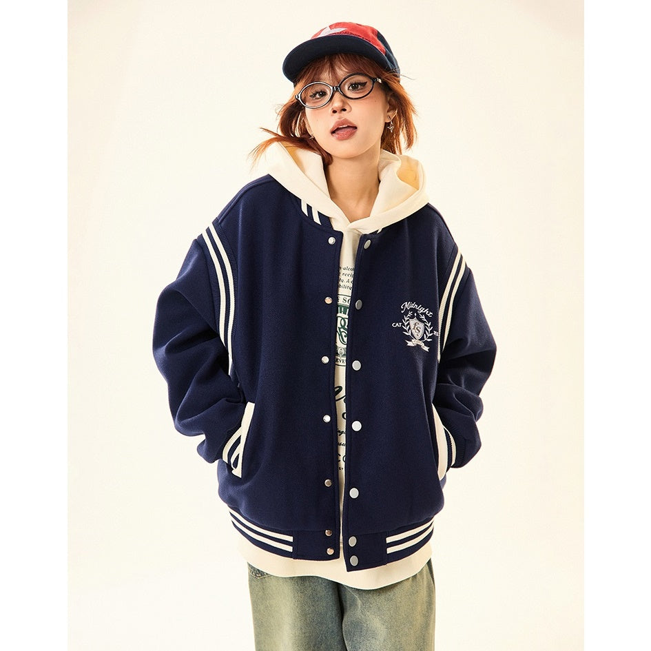 Retro Collegiate Patchwork Baseball Jacket MW9528