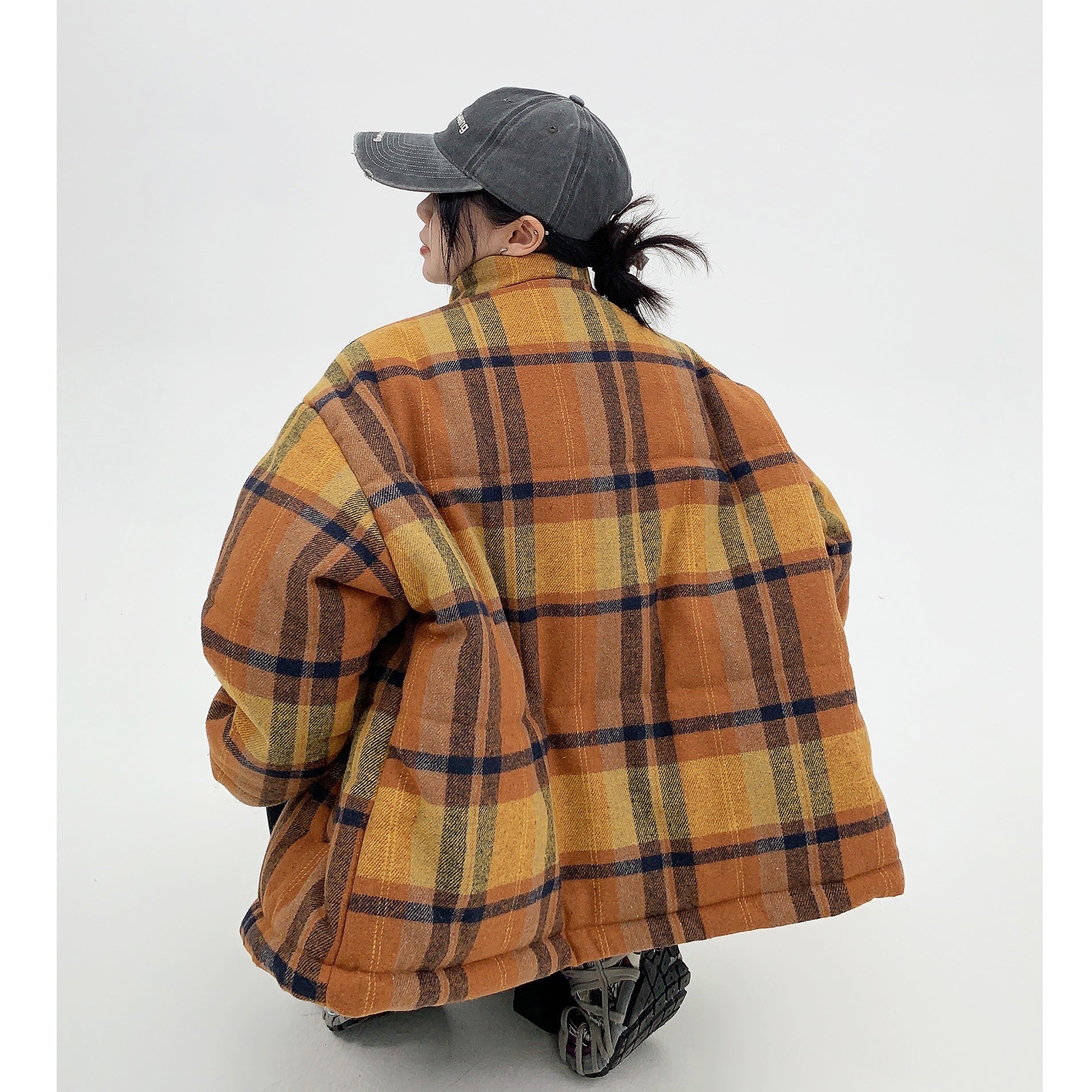 Retro Plaid Thickened Short Padded Jacket MW9691