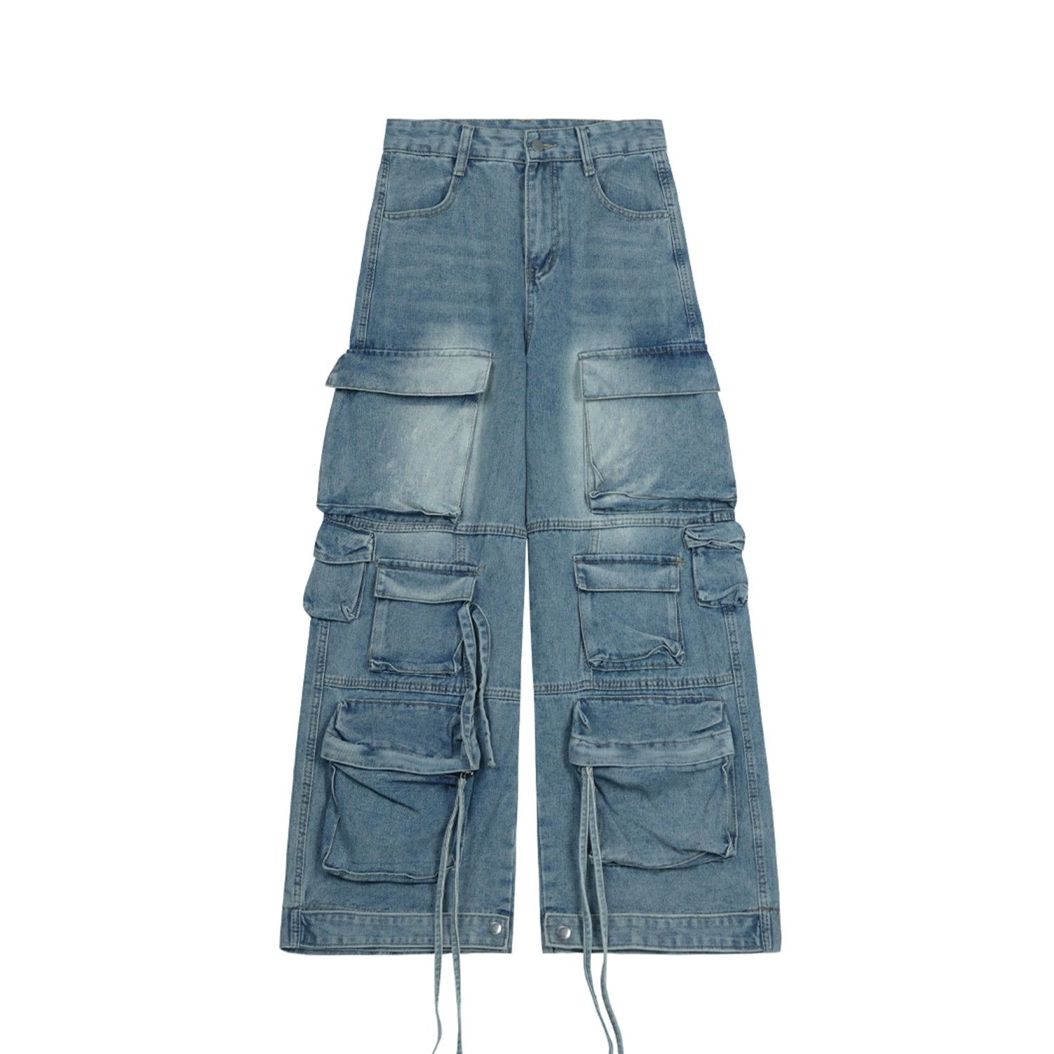 Long Strap Wash Straight Cargo Jeans MW9679