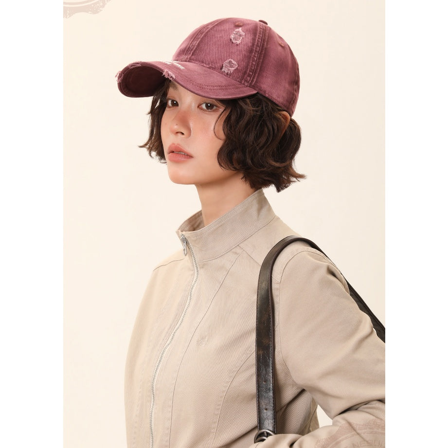 Washed Ripped Wide-brimmed Cap MW10118
