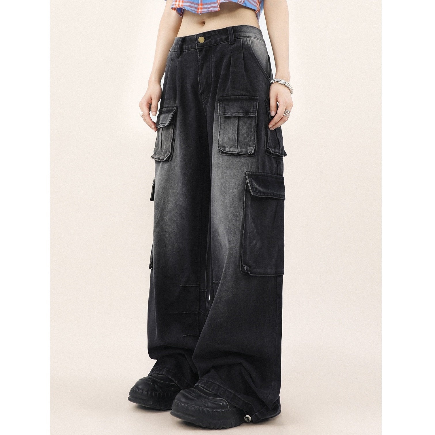 Waist Tuck Wide Leg Cargo Pants MR8023