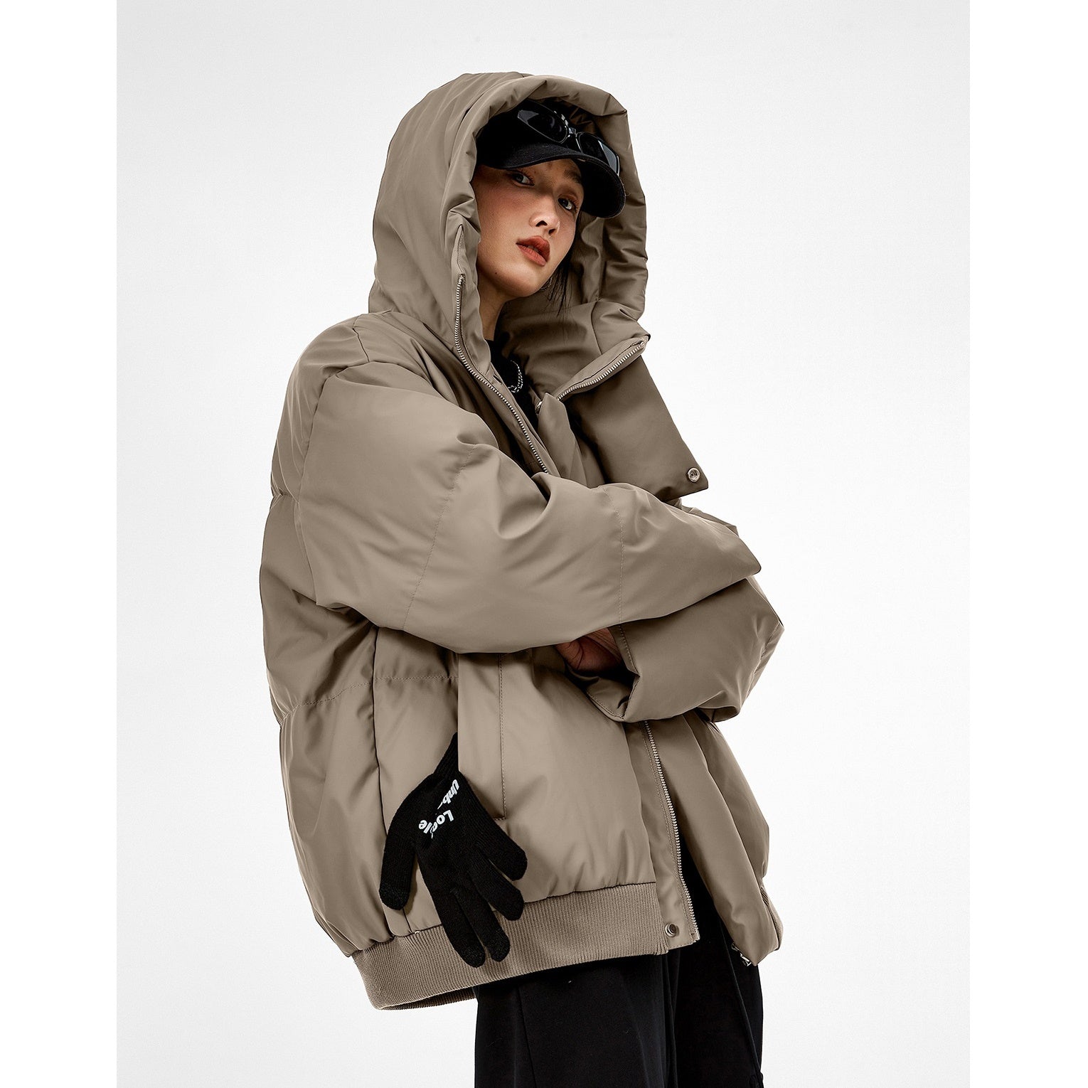 High Neck Hooded Down Jacket MW9666