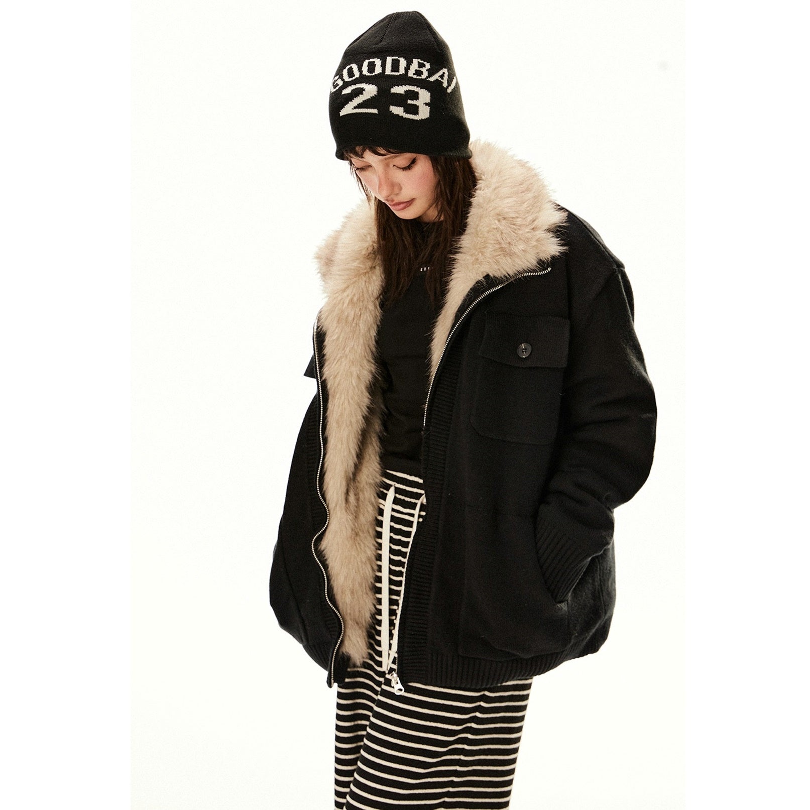 Furry Padded Knitted Work Jacket EZ211