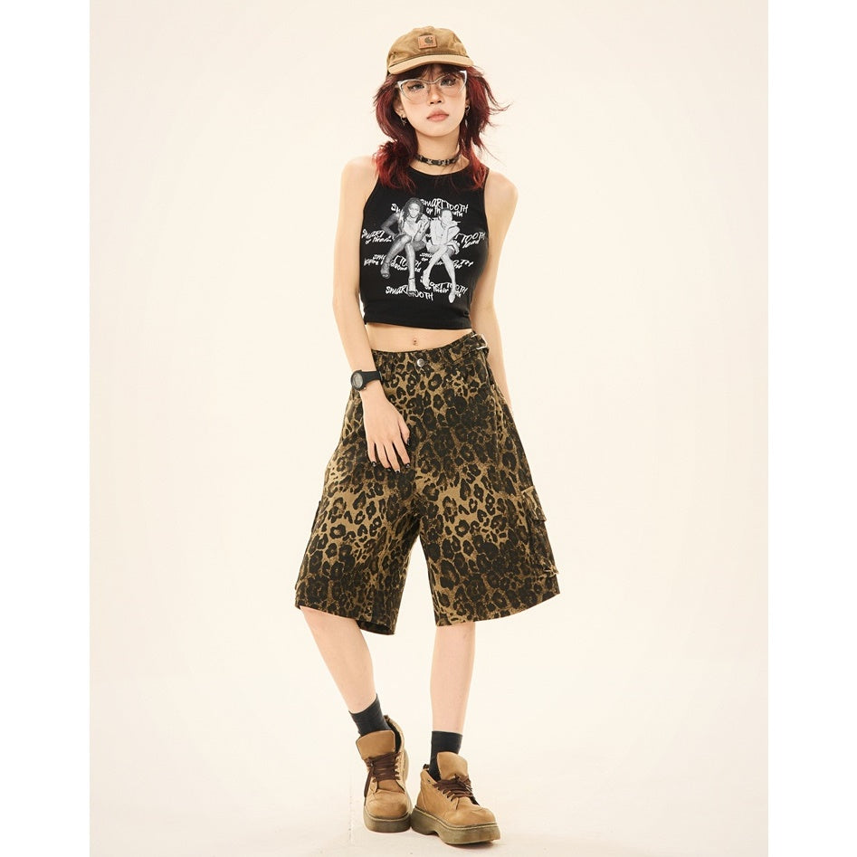 Leopard Print Loose Cropped Cargo Pants MW9266