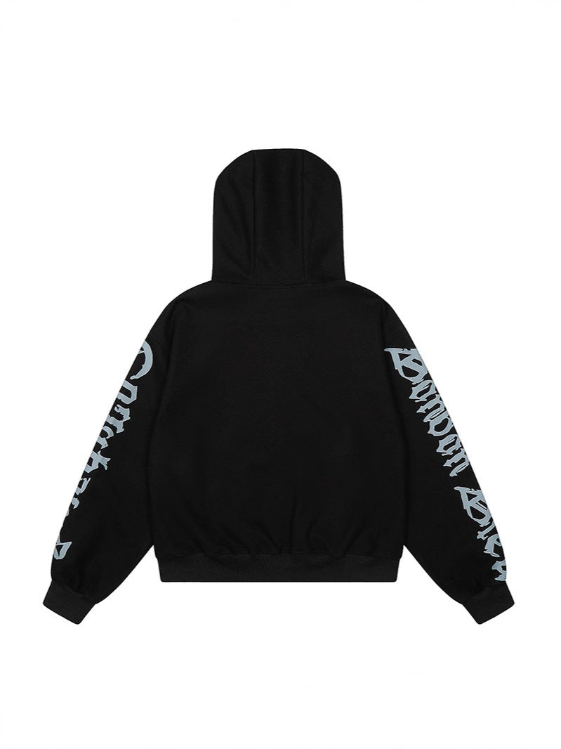 Gothic Letter Zipper Hooded Parka MW10354