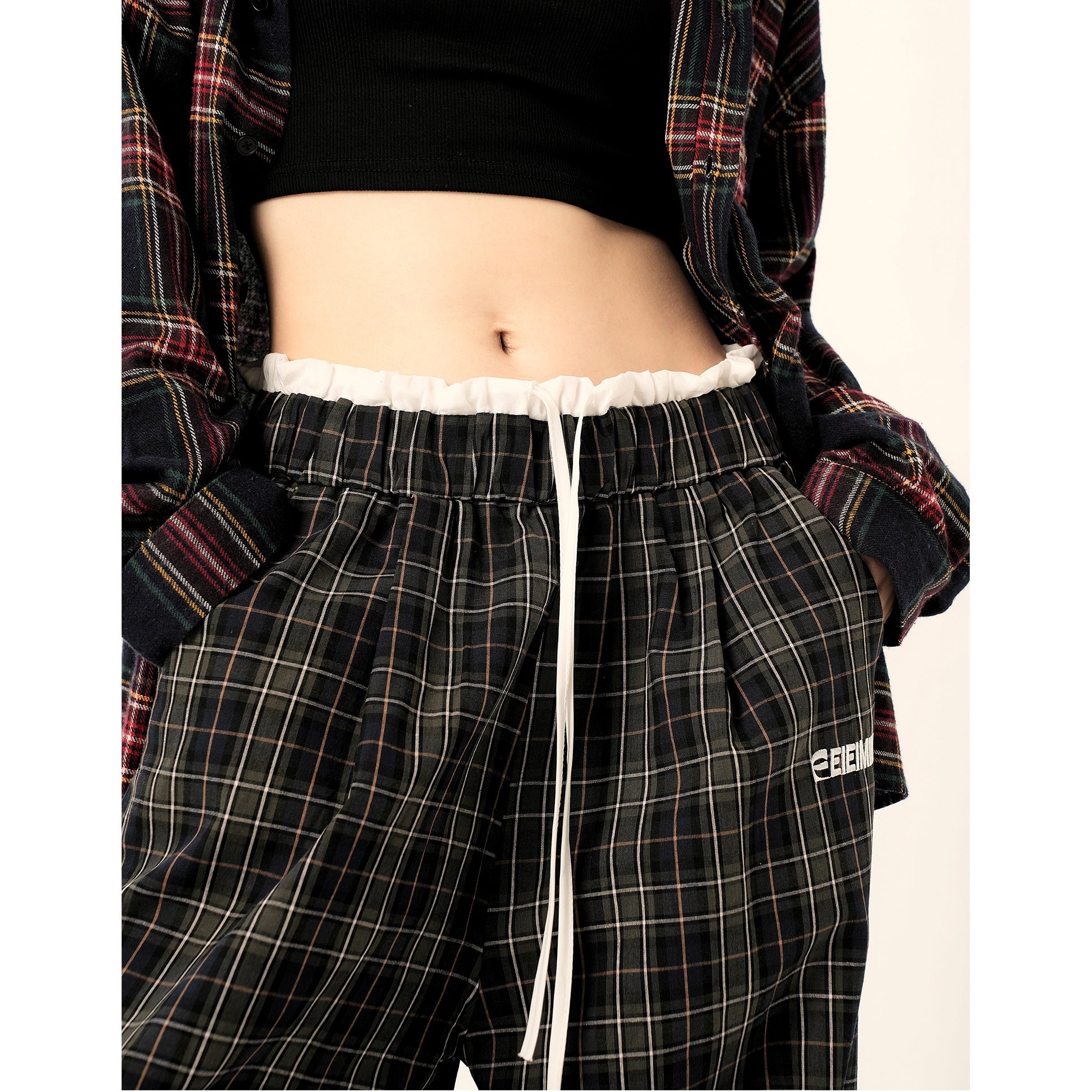 Retro Plaid Wide-leg Pants MW9378