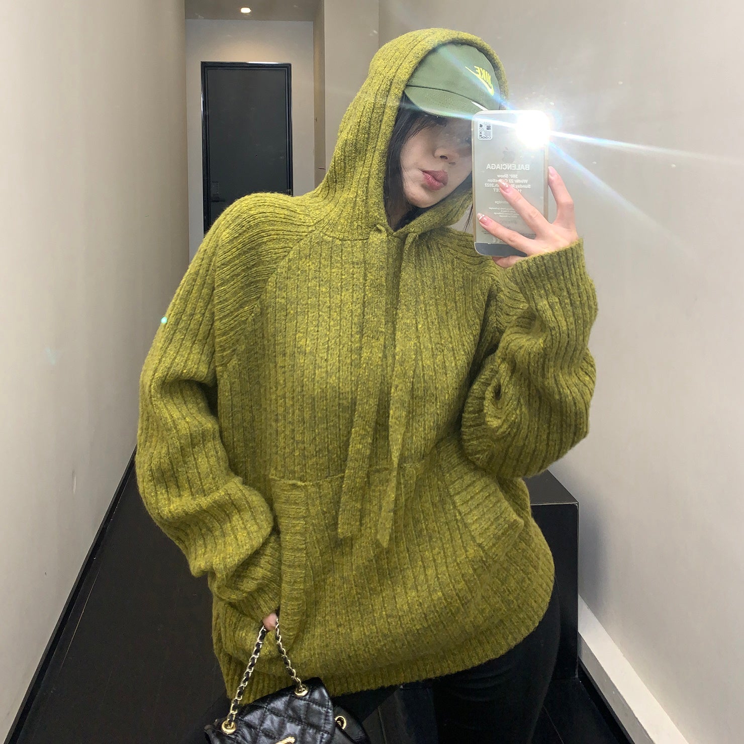 Lib Knitted Hooded Pullover Sweater MW9790