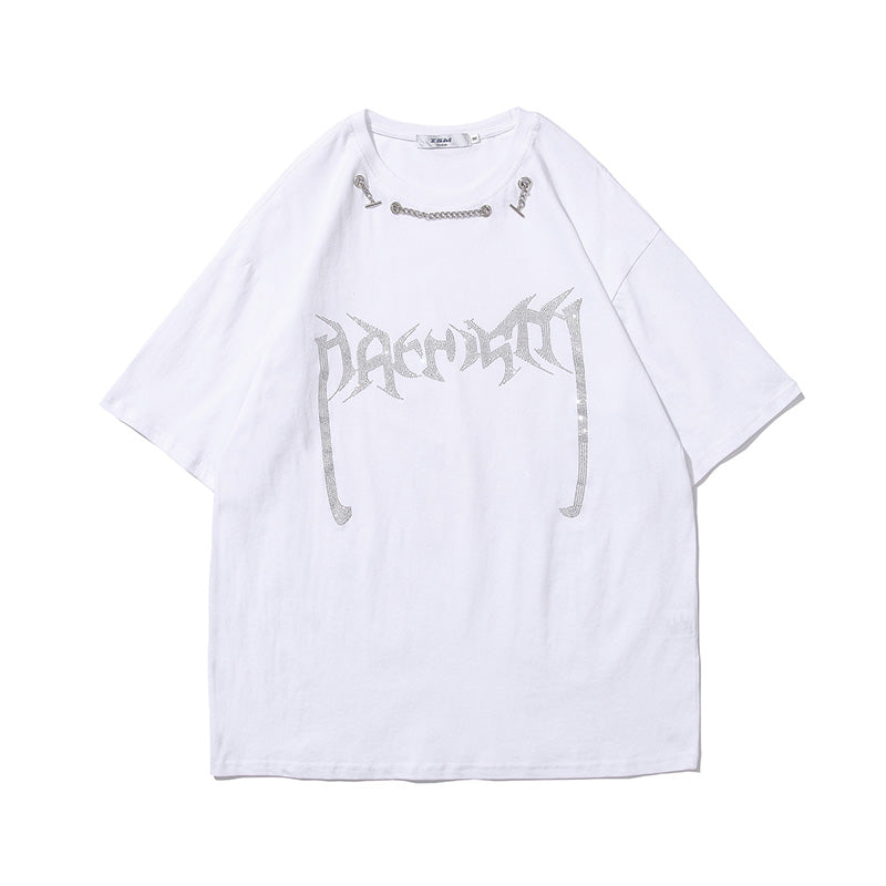 Rhinestone Chain Embellished T-shirt MW10108