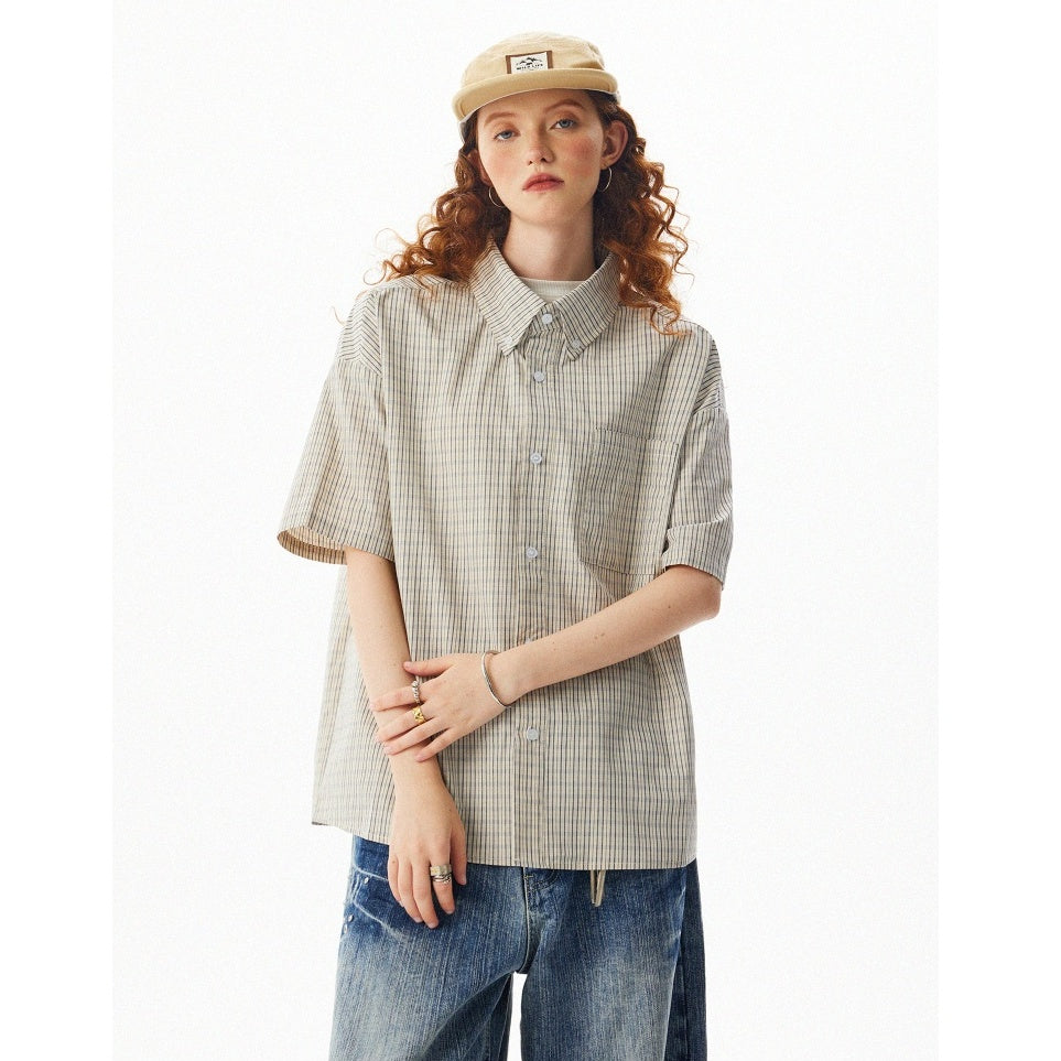 Casual Loose Check Short Sleeve Shirt MW10086