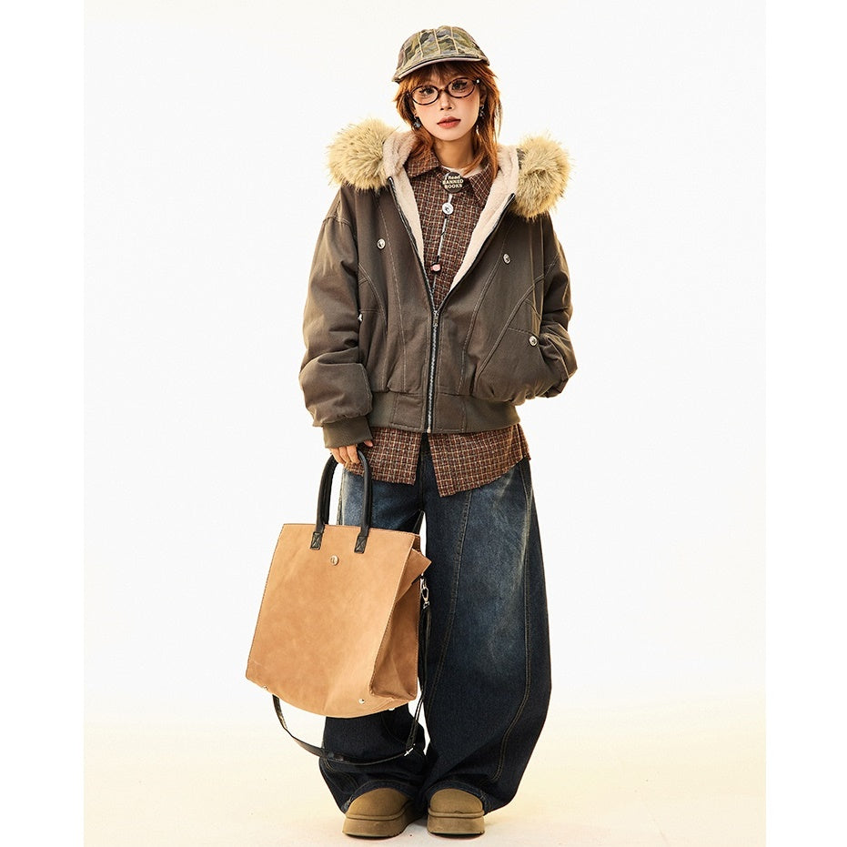 Fur Collar Work Style Hooded Blouson MW9807