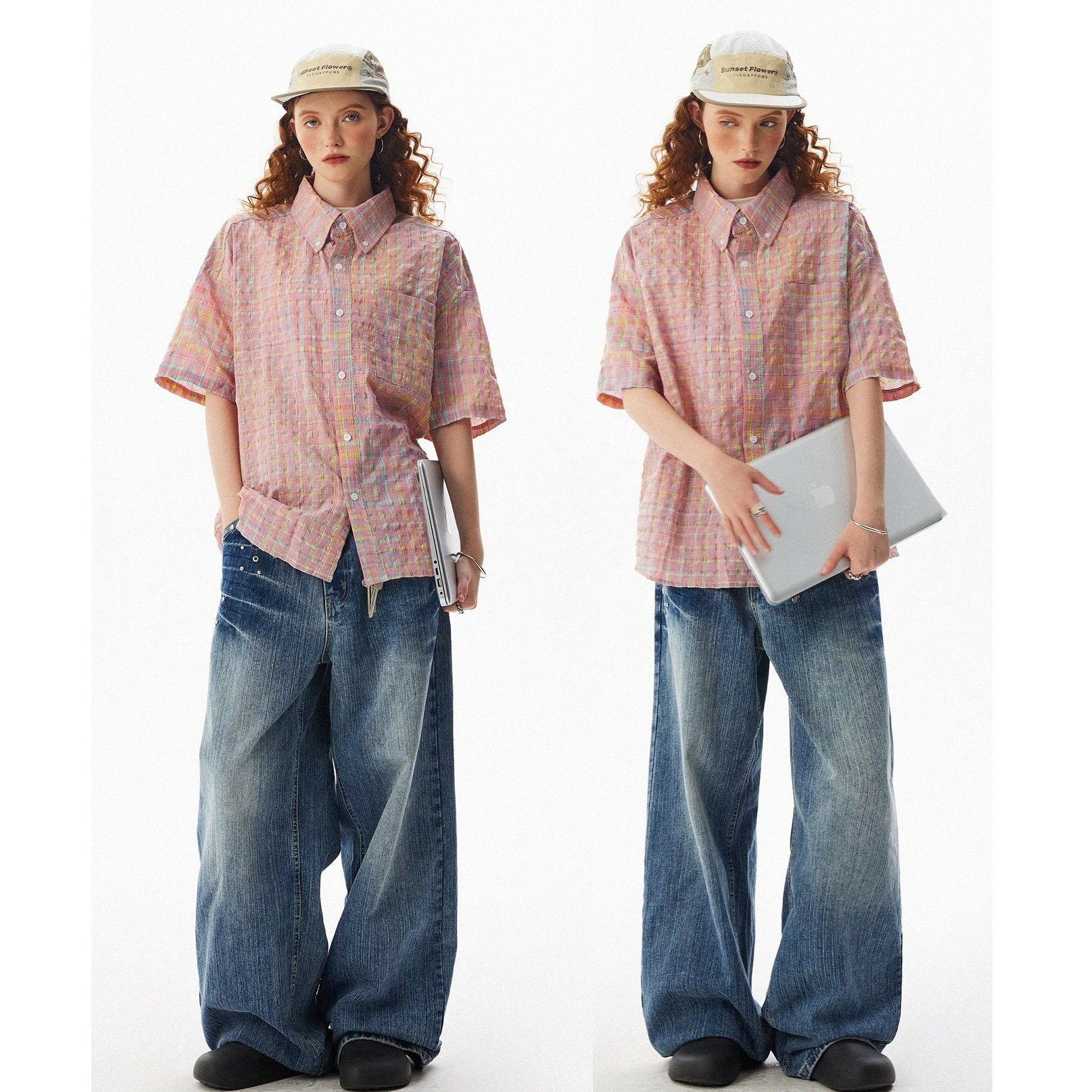 Check Seersucker Short Sleeve Shirt MW10088