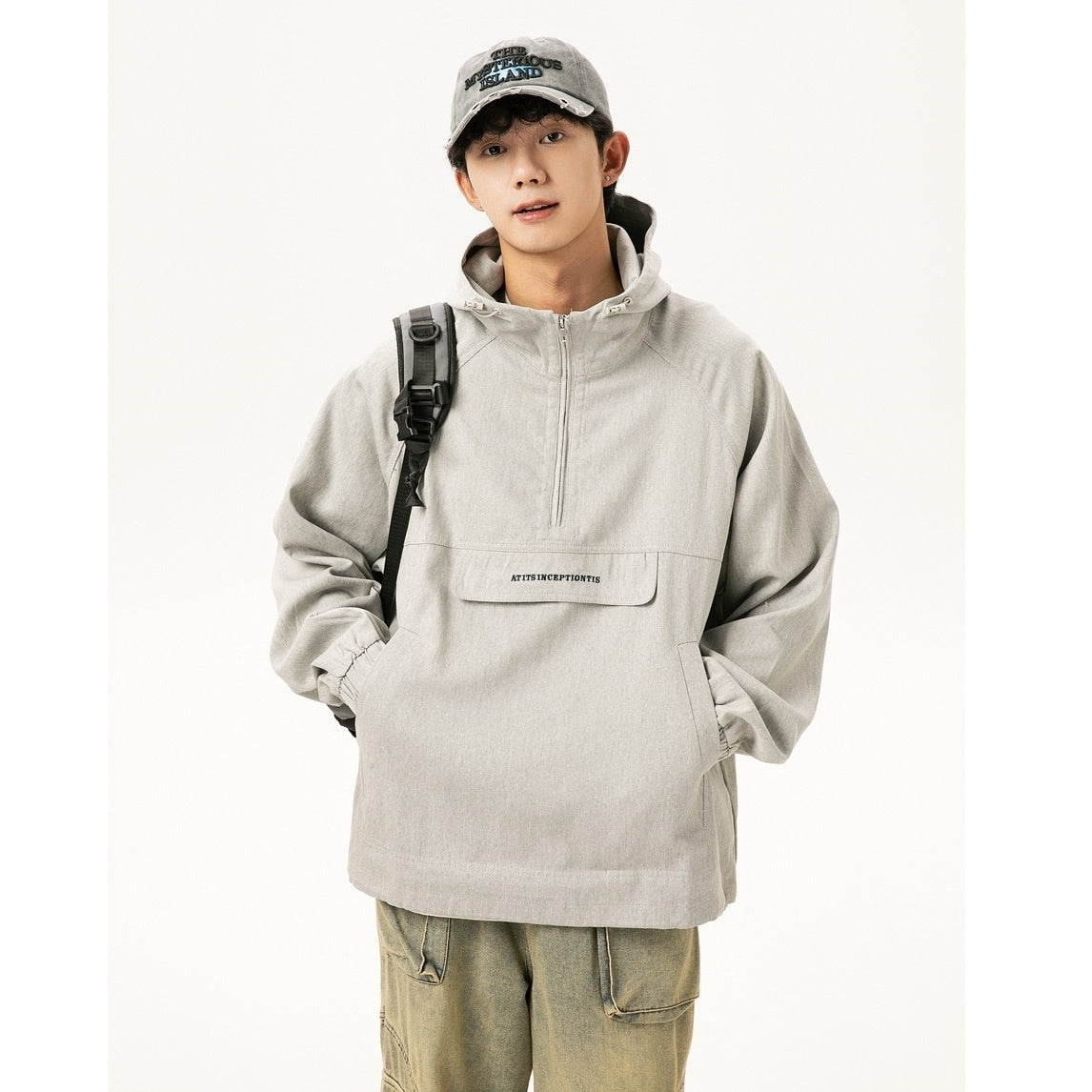 Half-Zip Casual Hooded Pullover Jacket MW9583