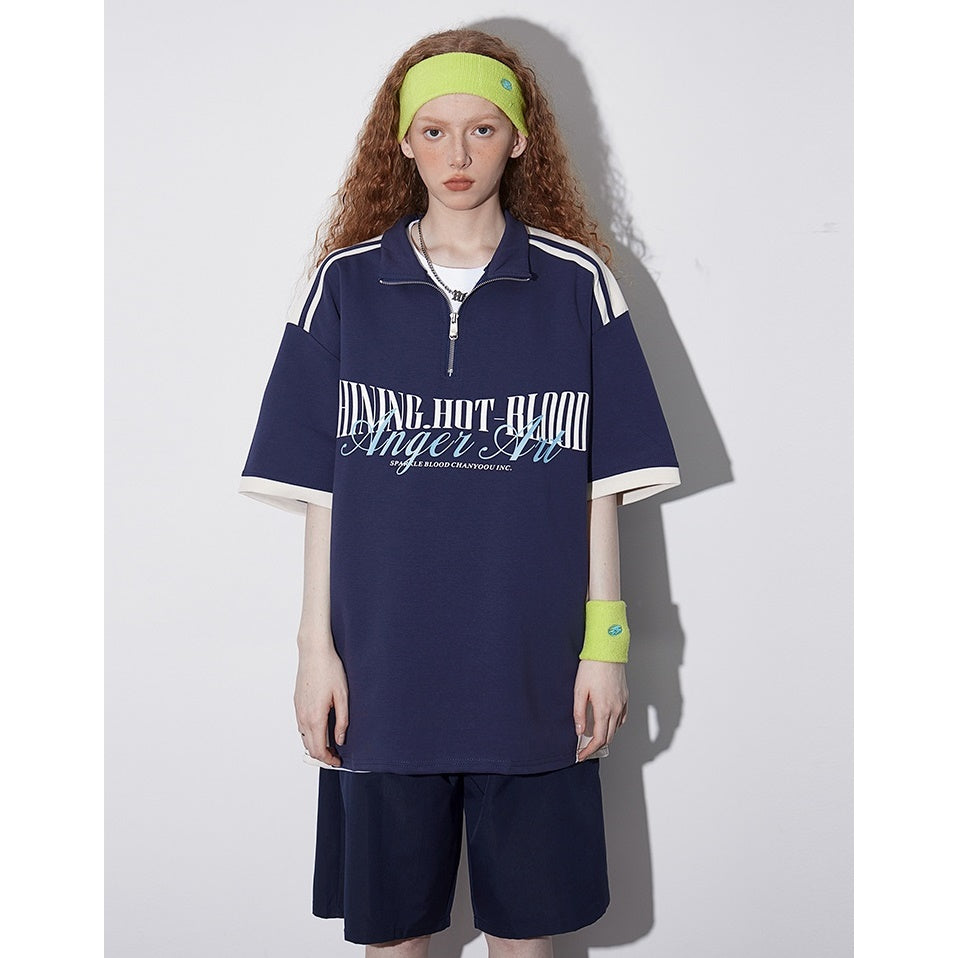 Polo Collar Half-ZIP Short Sleeve T-shirt BT7009