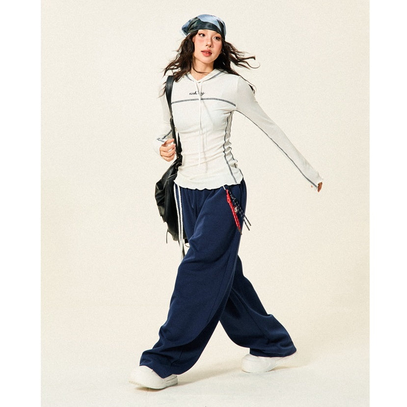 Braided Rope Loose Straight Sweatpants YS014