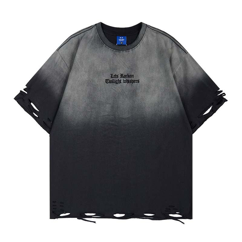 ウォッシュグラデーションダメージ刺繍Tシャツ MW10397