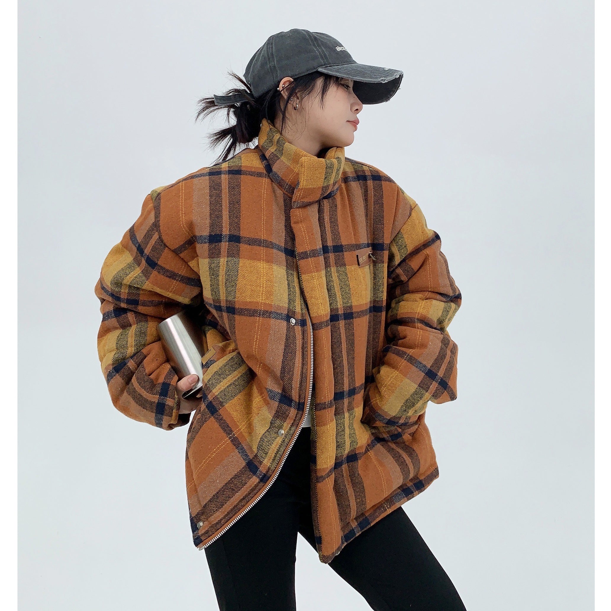 Retro Plaid Thickened Short Padded Jacket MW9691