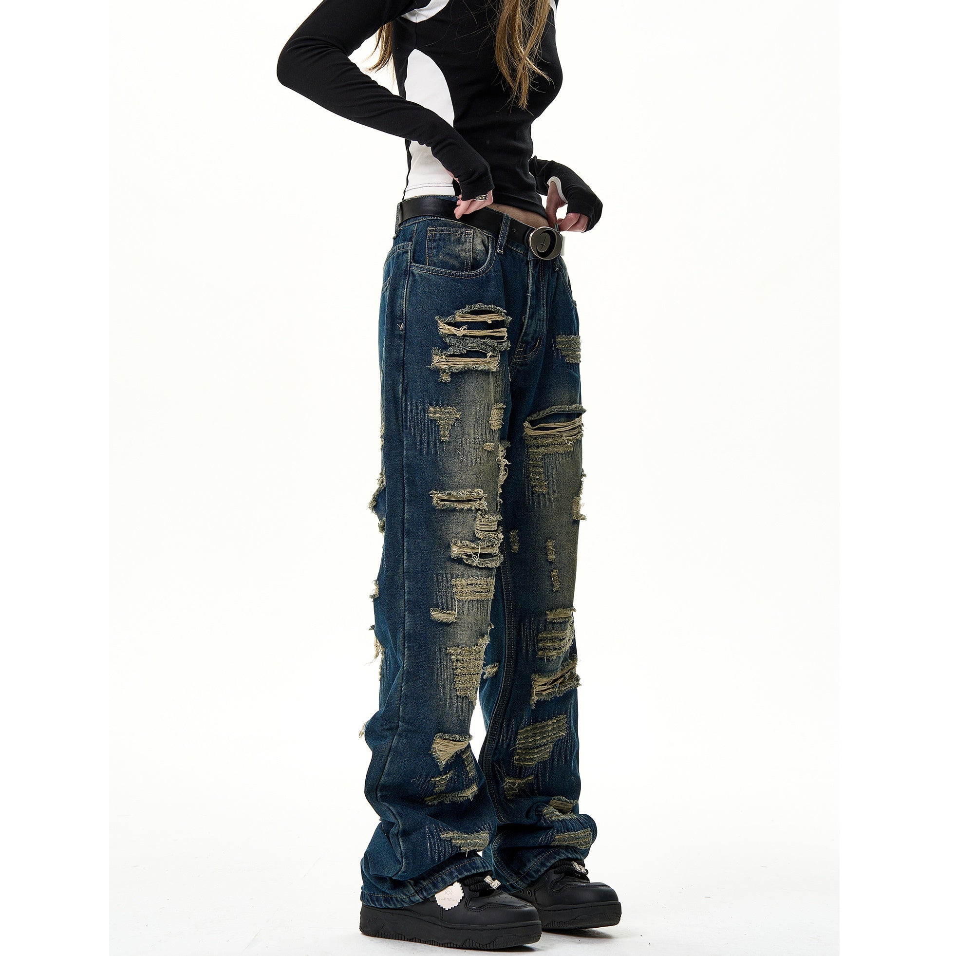 heavy ripped bootcut jeans HG7017