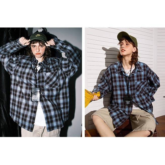 Retro Plaid Long-sleeved Shirt MW9473