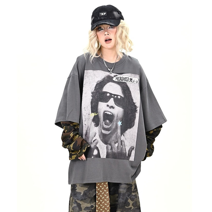 Print Camouflage Long Sleeve T-shirt MW9945