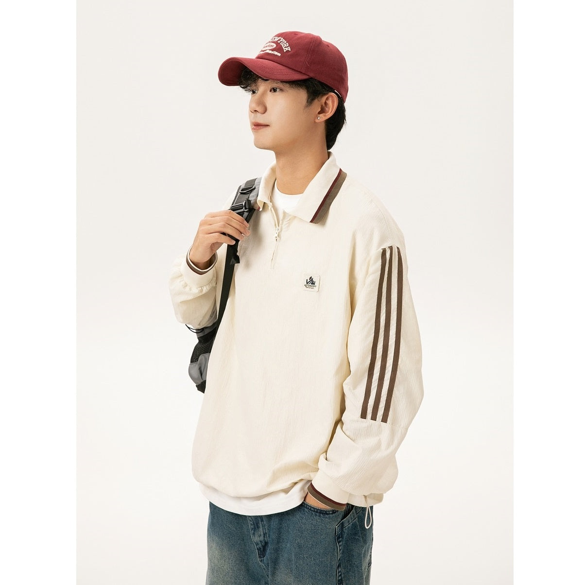 Youth College Style Polo Collar Pullover Shirt MW9582