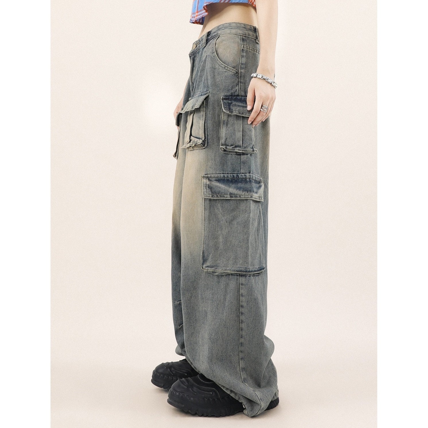 Waist Tuck Wide Leg Cargo Pants MR8023