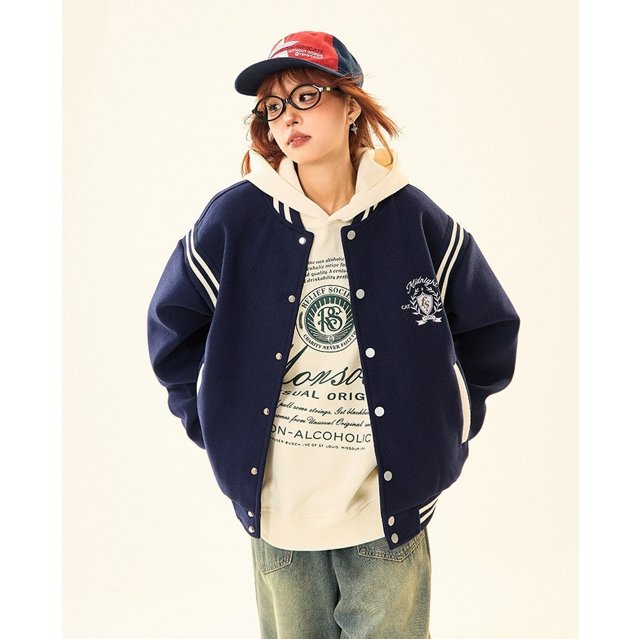 Retro Collegiate Patchwork Baseball Jacket MW9528