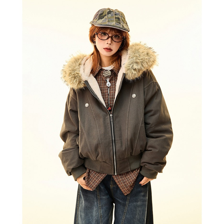 Fur Collar Work Style Hooded Blouson MW9807