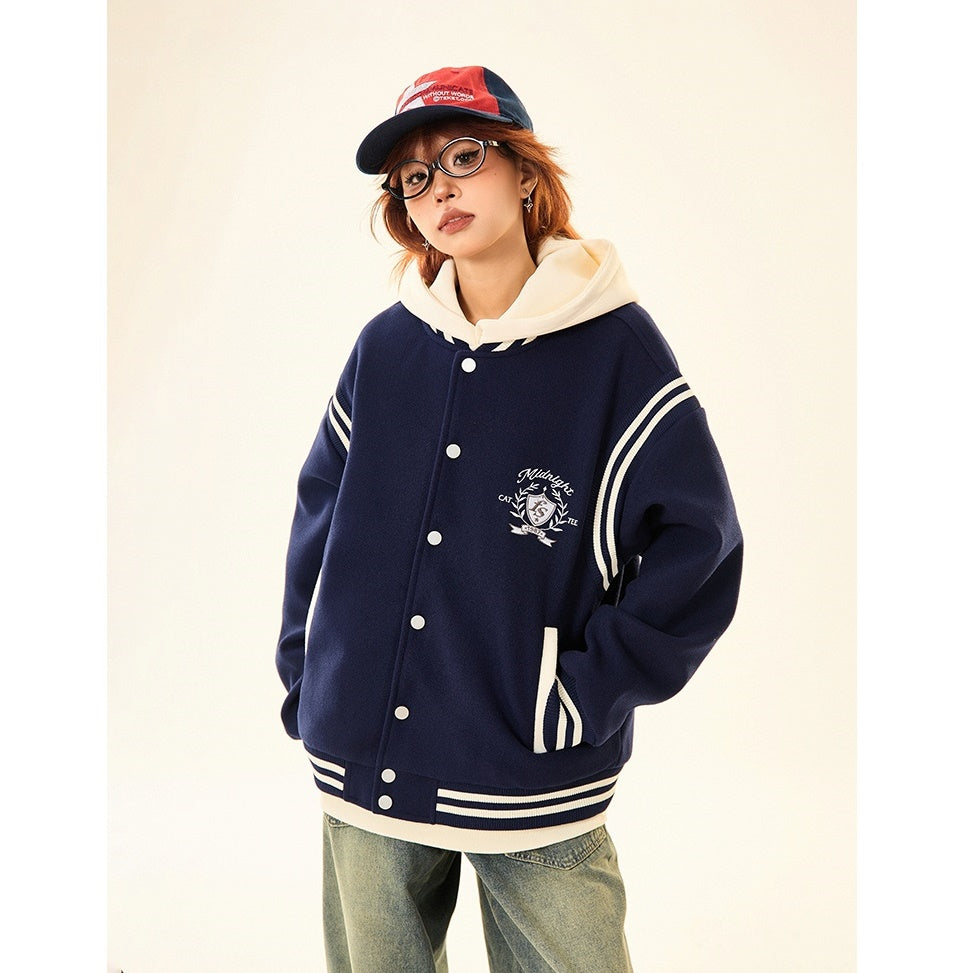 Retro Collegiate Patchwork Baseball Jacket MW9528