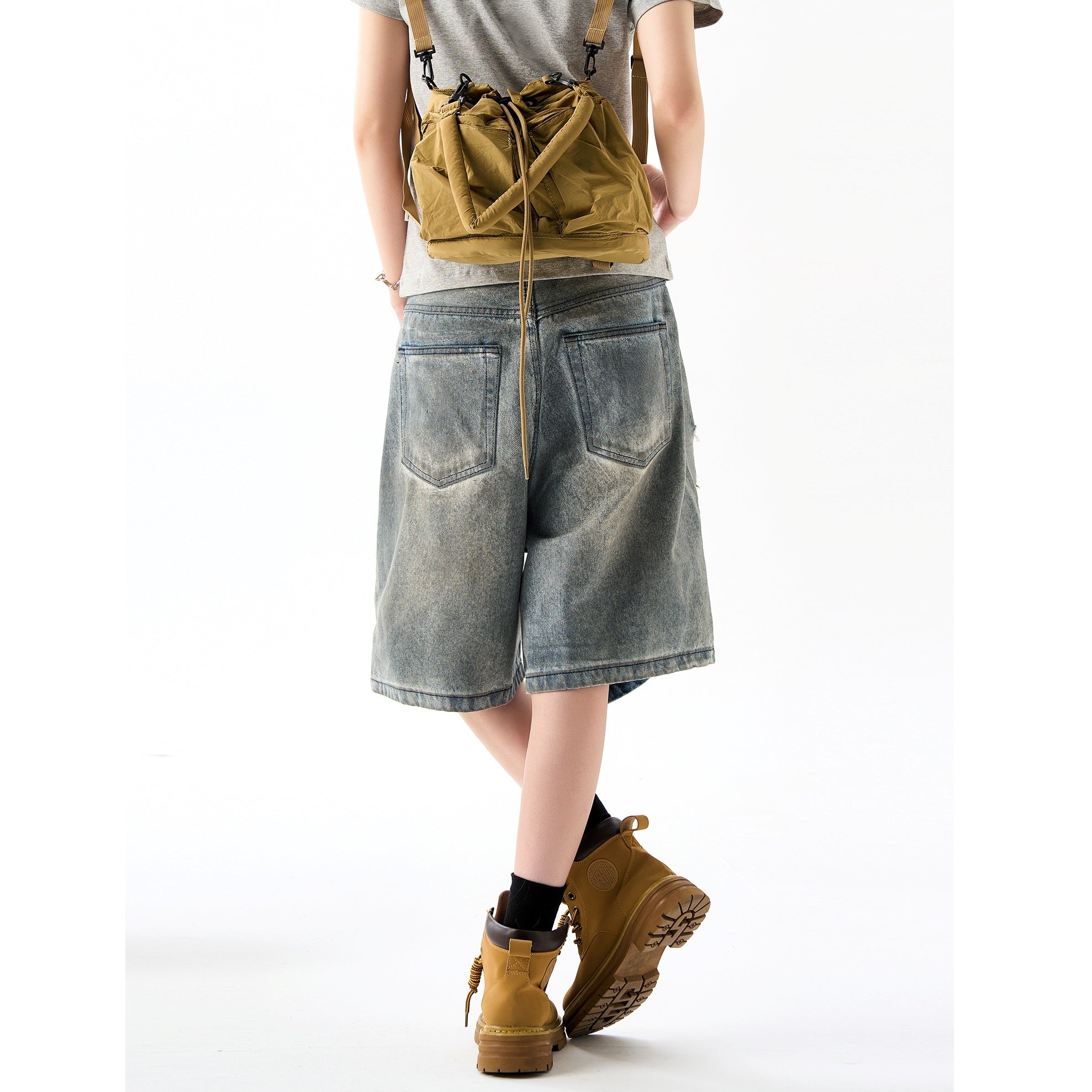 Street Distressed Ripped Denim Loose Half Pants HG7170