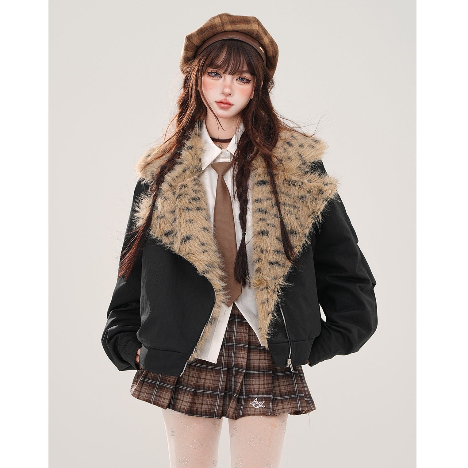 Leopard Print Plush Jacket KK2012