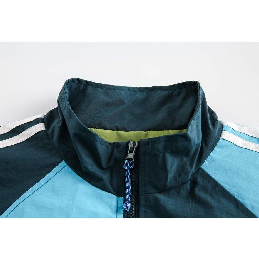 Color-Blocked Stand Collar Track Jacket BX008