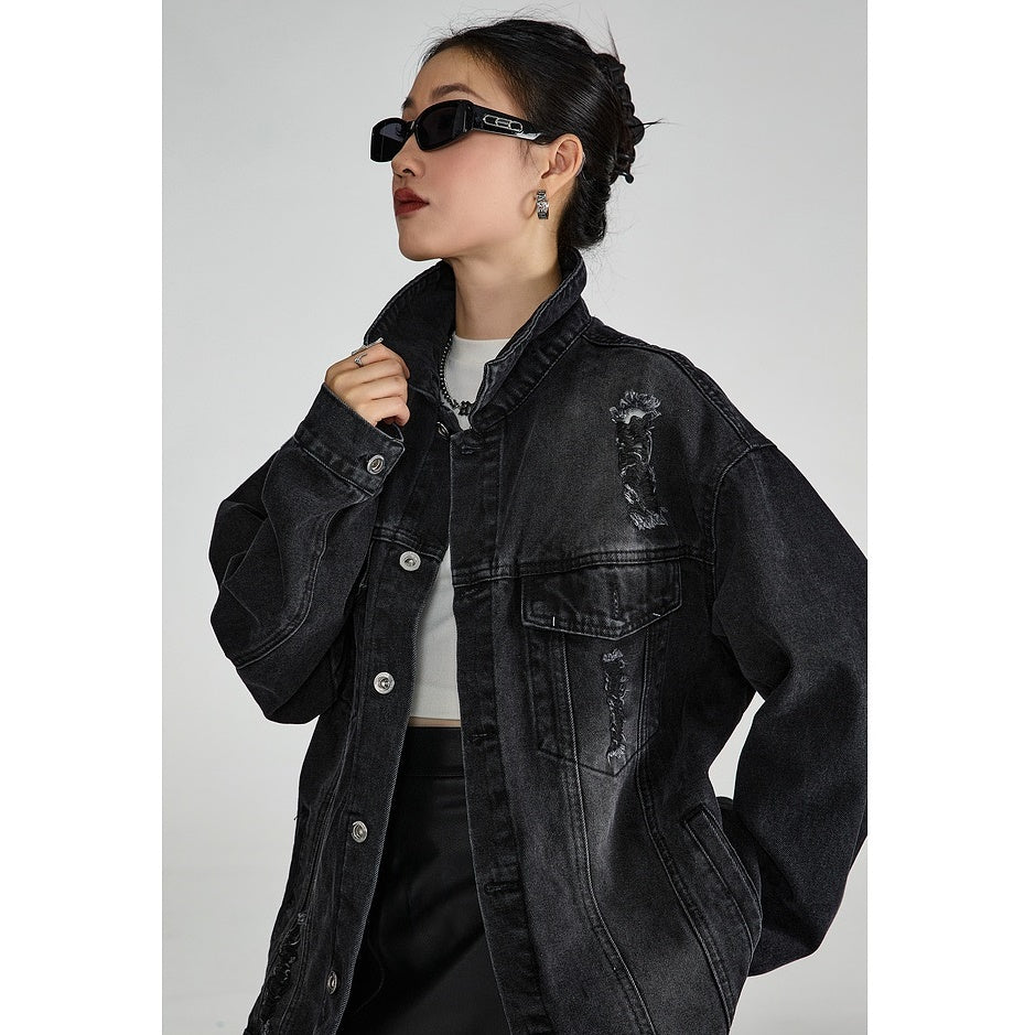 Vintage Washed Loose Denim Jacket MW9323