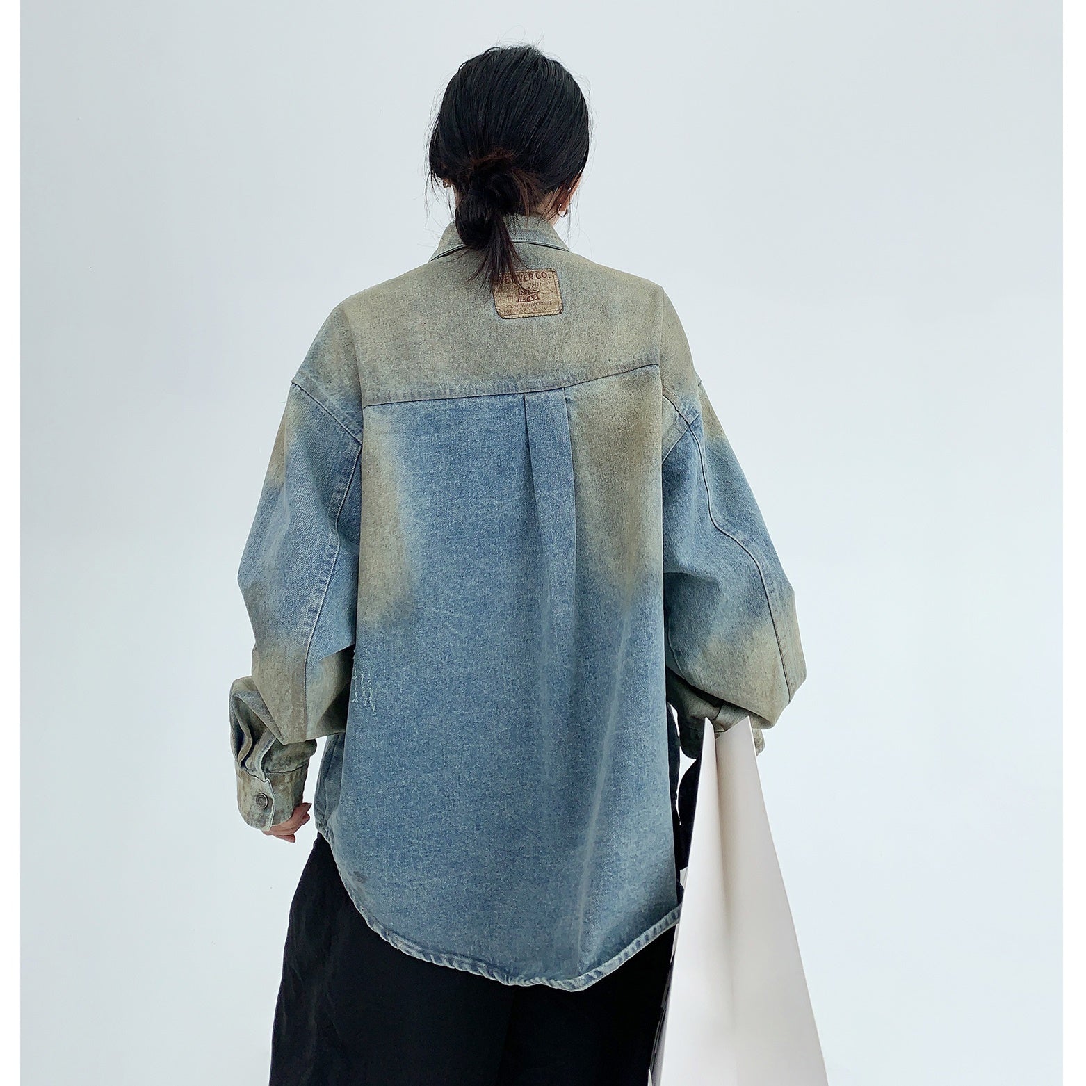 Heavy Distressed Loose Denim Shirt MW9445