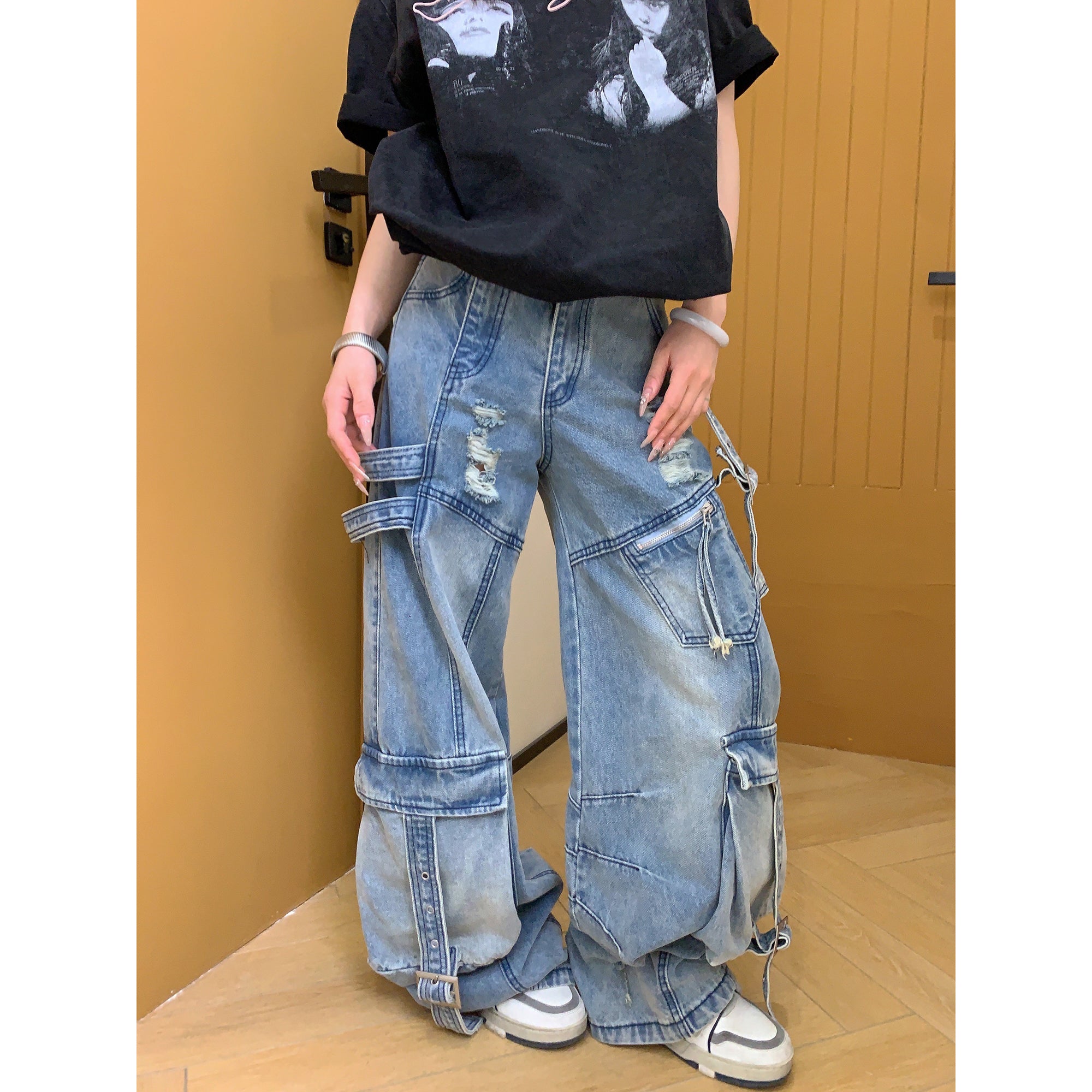 ダメージ加工オーバーサイズカーゴデニムパンツ CK2005