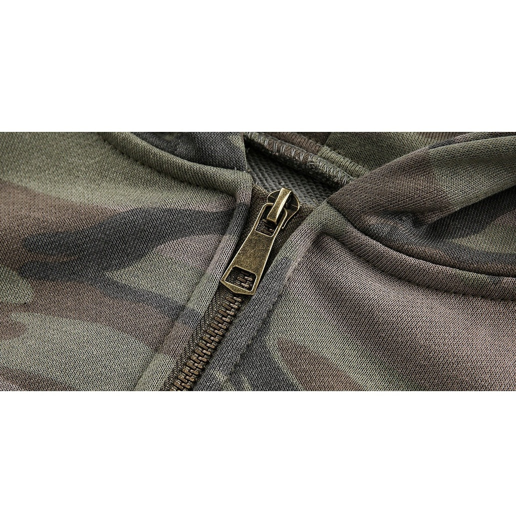 Camouflage Loose Hooded Sweat Jacket EZ235