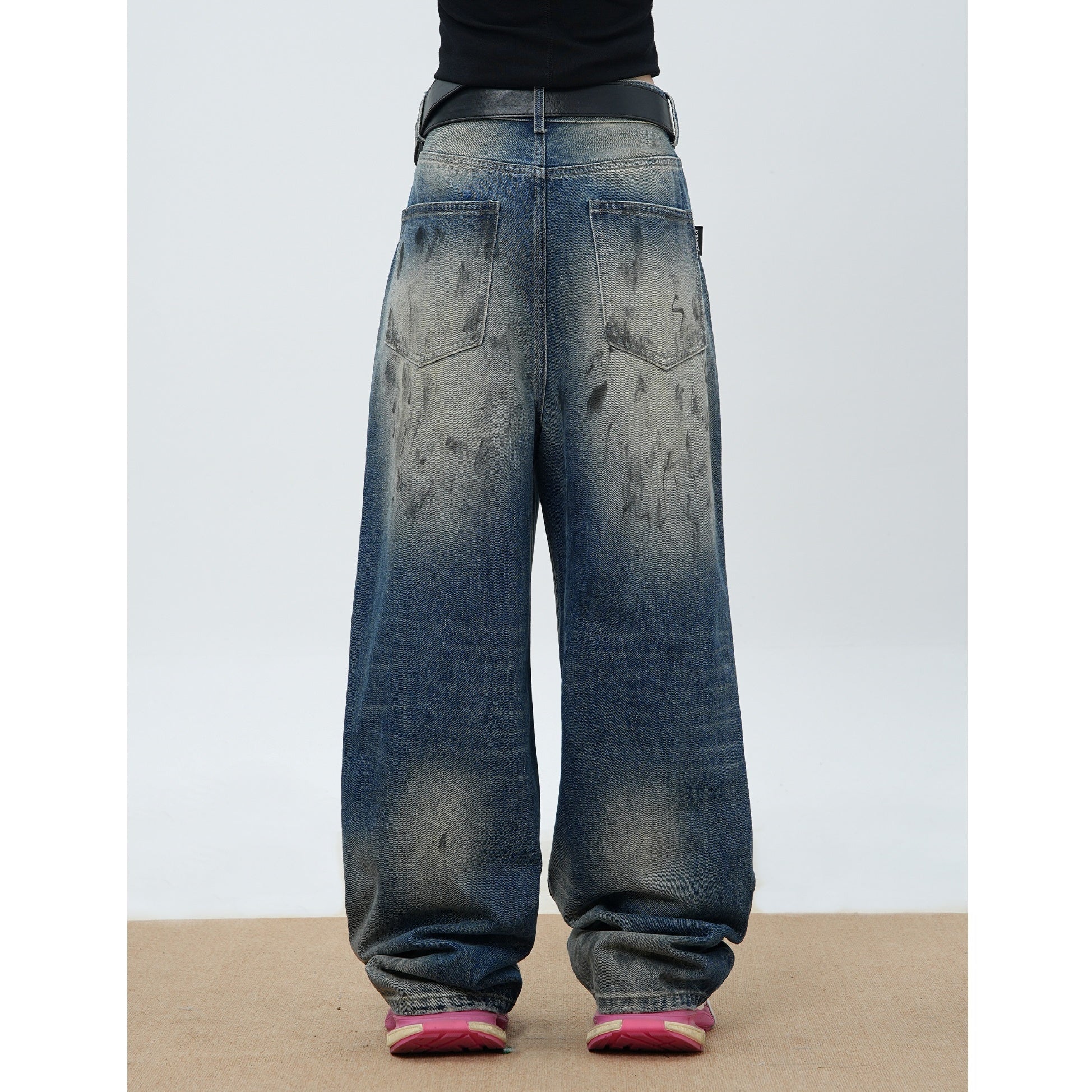 Dirty Ink Ripped Loose Straight Jeans MW9495