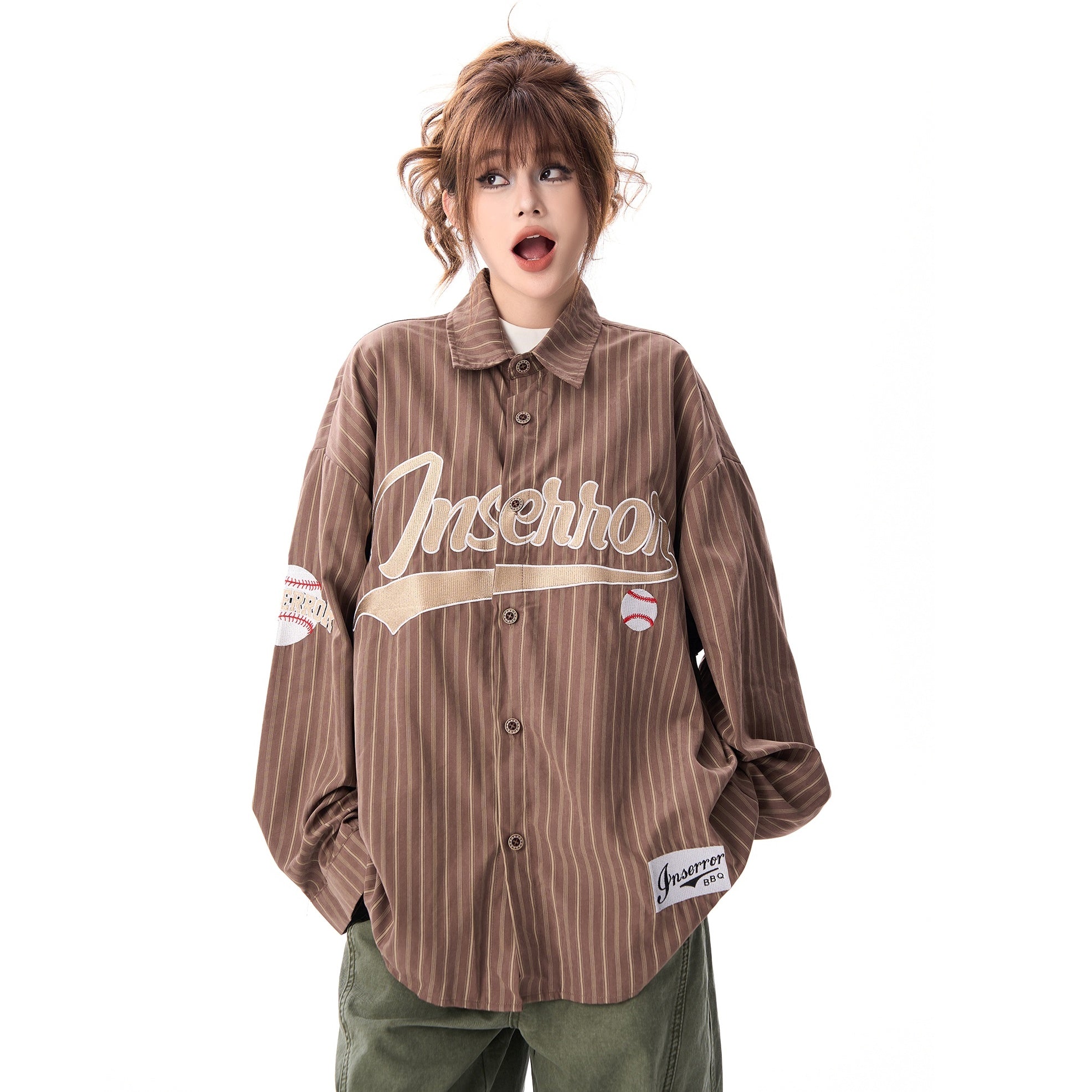 Baseball Striped Long Sleeve Shirt MW9370