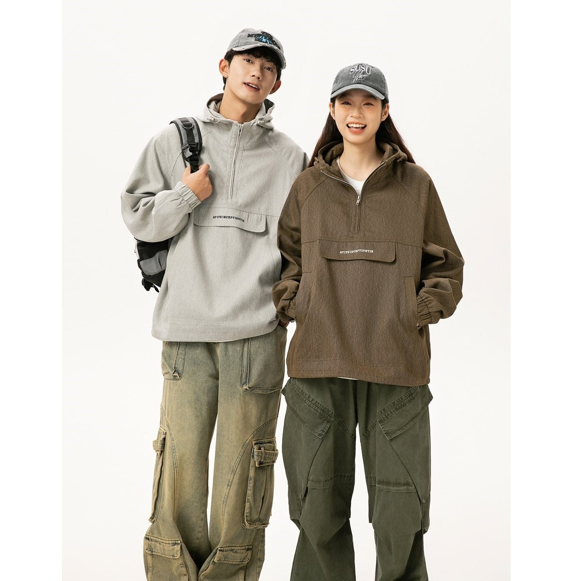 Half-Zip Casual Hooded Pullover Jacket MW9583