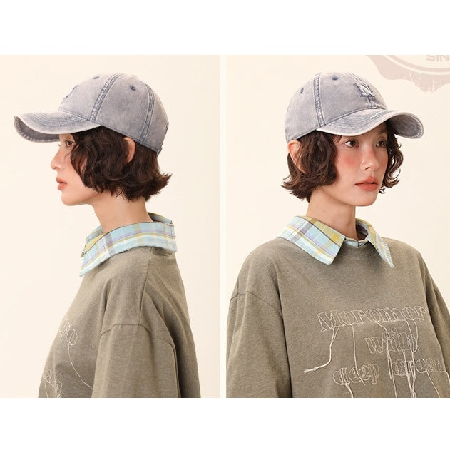 Letter Embroidery Washed Cap MW10119