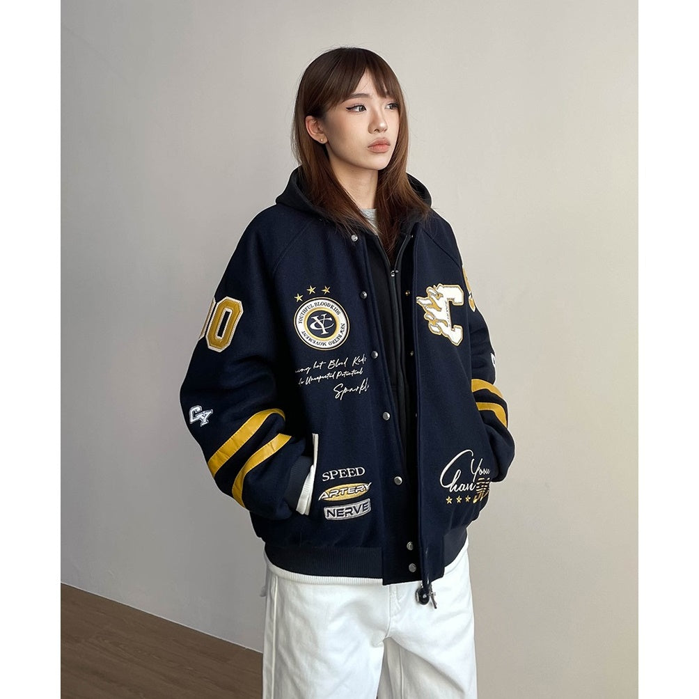 College Style Hooded Stadium Jacket MW9739