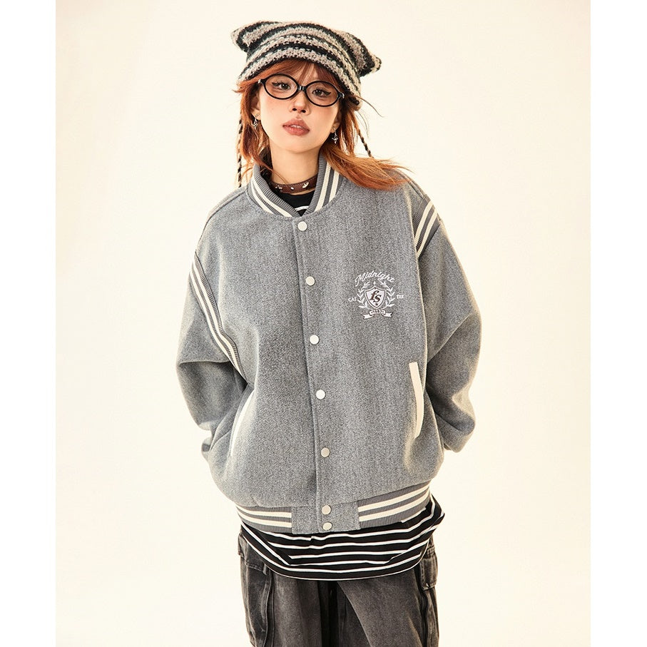 Retro Collegiate Patchwork Baseball Jacket MW9528