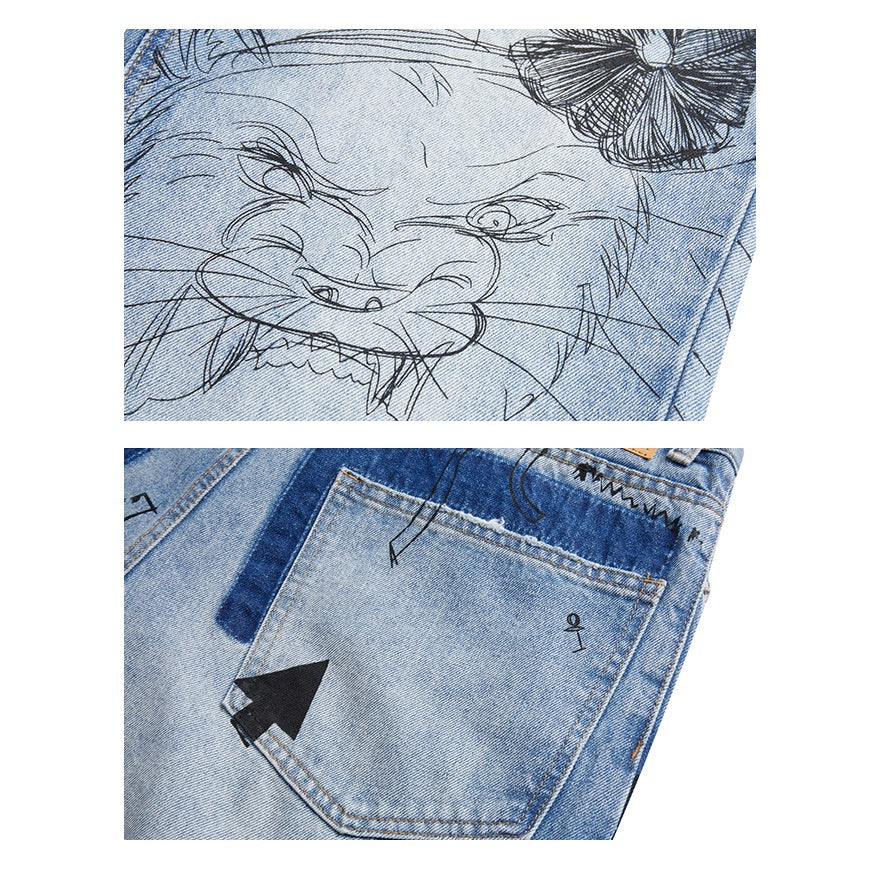 Damage Ripped Graffiti Jeans MW9563