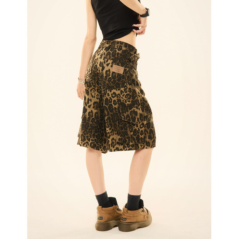 Leopard Print Loose Cropped Cargo Pants MW9266