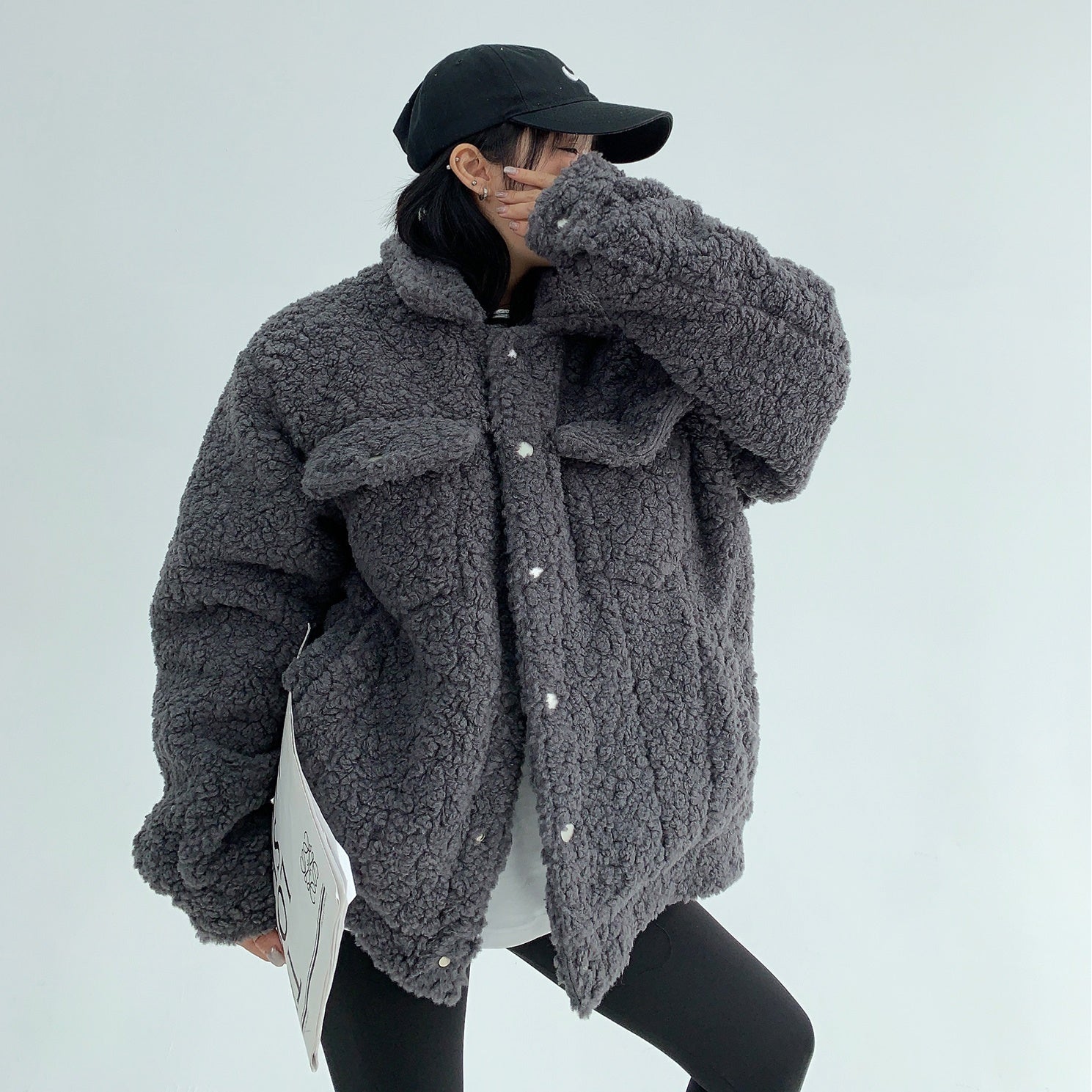 Fake Fur Boa Work Style Thickened Jacket MW9613