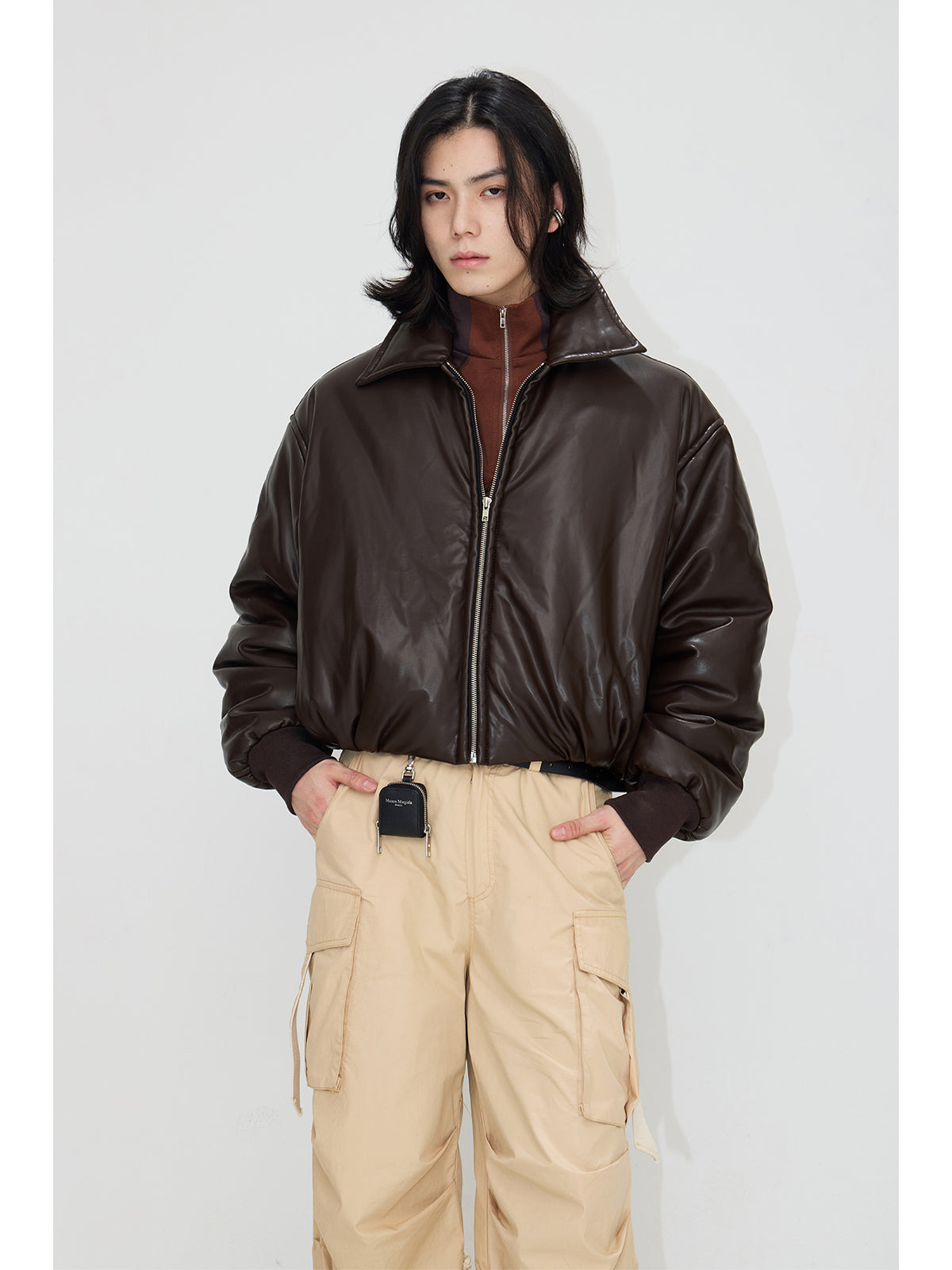 Dropped-Shoulder Leather Jacket PS7003 