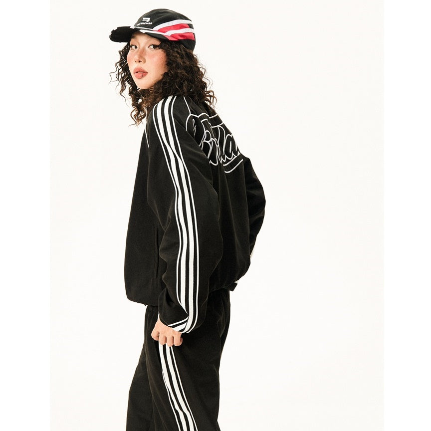 Track Jacket & Side Striped Loose Casual Pants MW9432