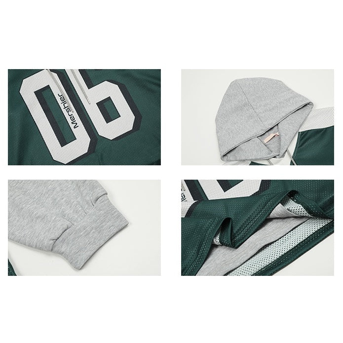 Vintage Fake Layered Sporty Hooded Pullover MW9333