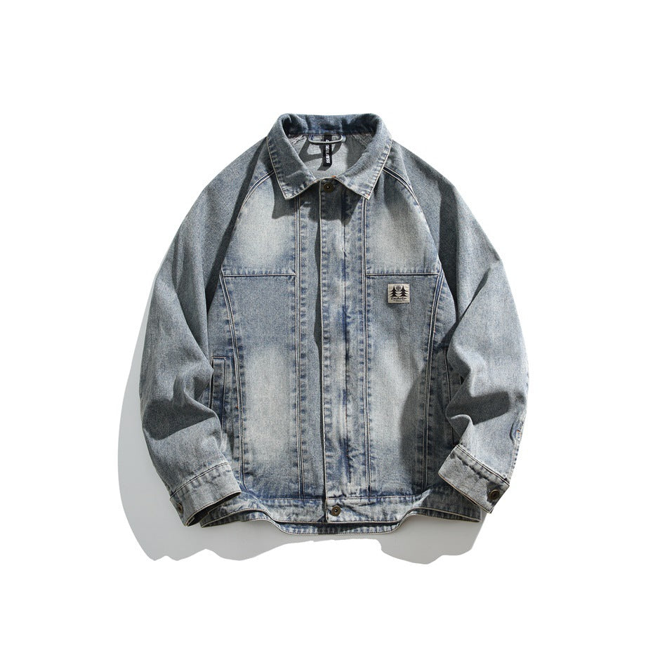 Vintage Washed Double-breasted Zip Denim Jacket MW9580