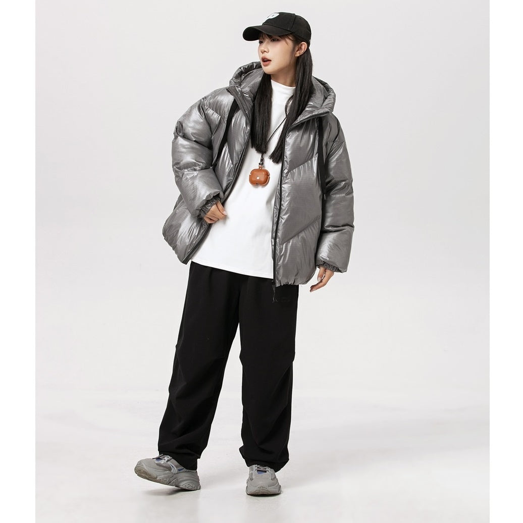 Loose Hooded Shiny Padded Jacket MW9657