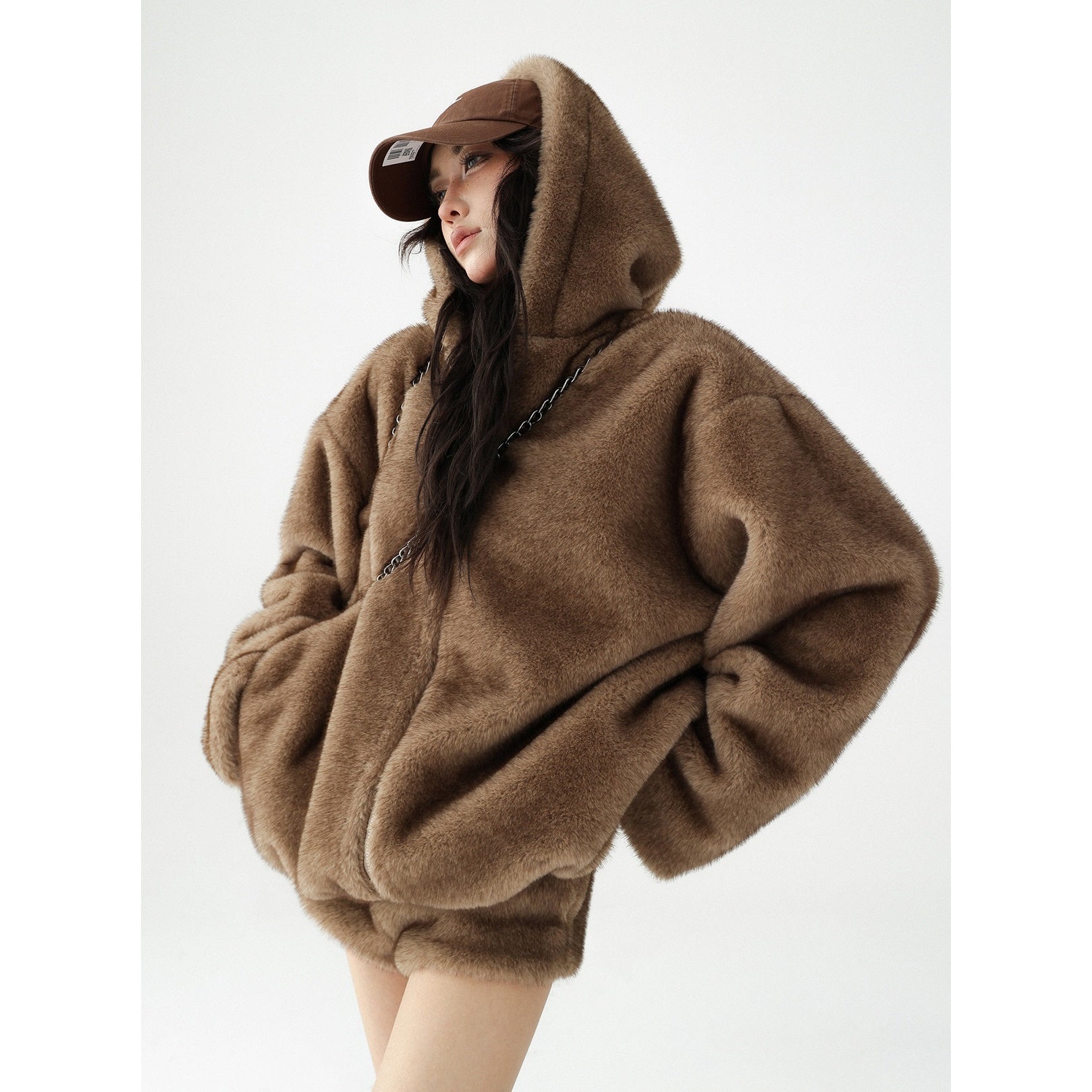 Plush Eco-Fur Hooded Blouson AC7098